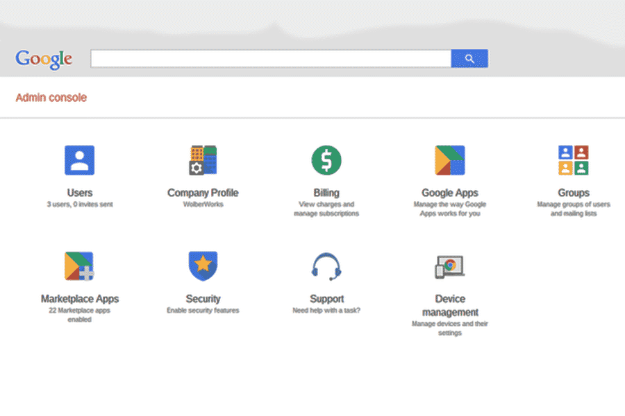 console admin di google apps